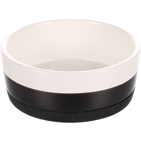 Gamelle chien duke ceramique antiderapant noir/blanc 14cm 420ml