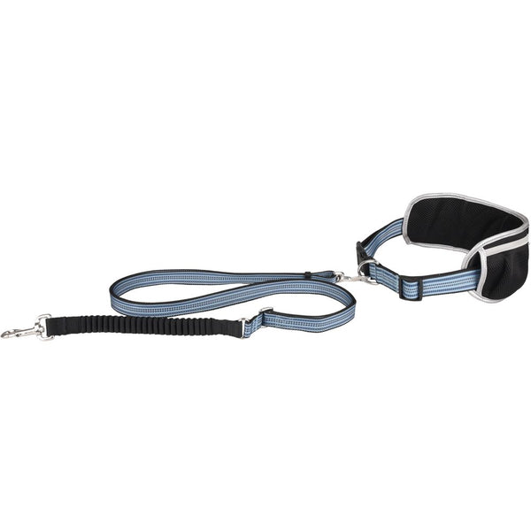 Laisse pour le jogging + ceinture ventrale rono bleu laisse 155-250cm / ceinture 79,5-140cm