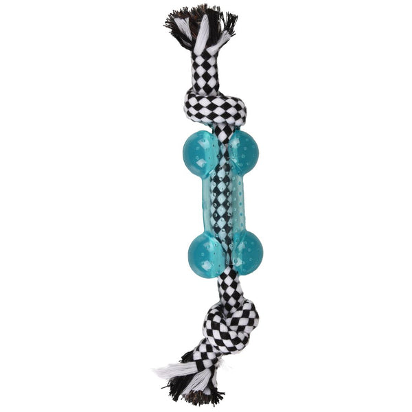 Jchien djengo corde avec os pour chien tpr bleu 25cm