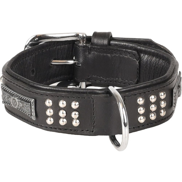 Collier sedona cuir+ferrures noir s 26-31cm 33mm