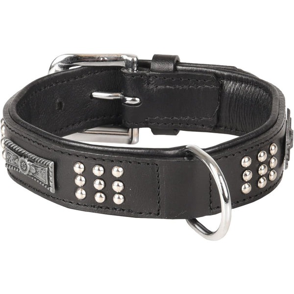 Collier sedona cuir+ferrures noir s/m 31-35cm 33mm