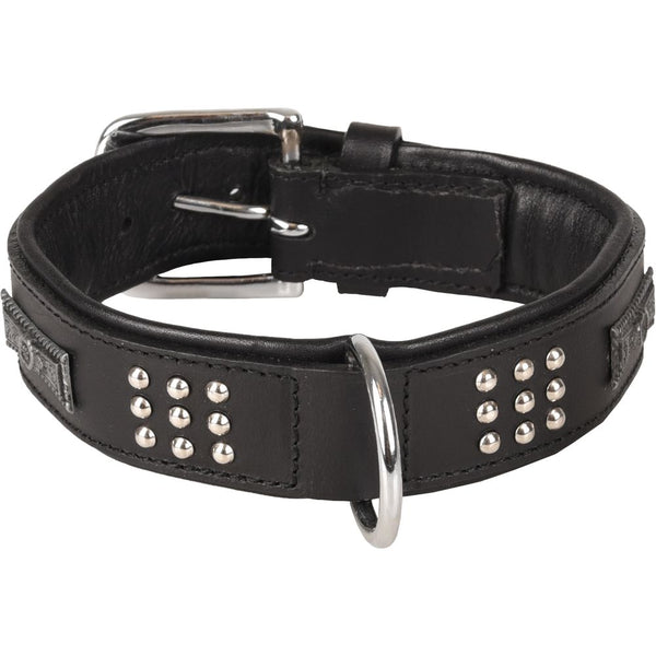 Collier sedona cuir+ferrures noir m 34-40cm 37mm