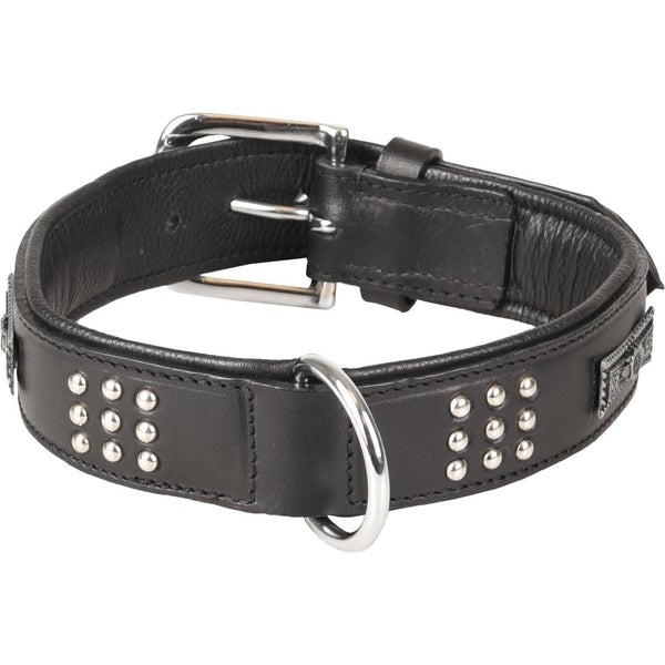 Collier sedona cuir+ferrures noir m/l 39-45cm 37mm