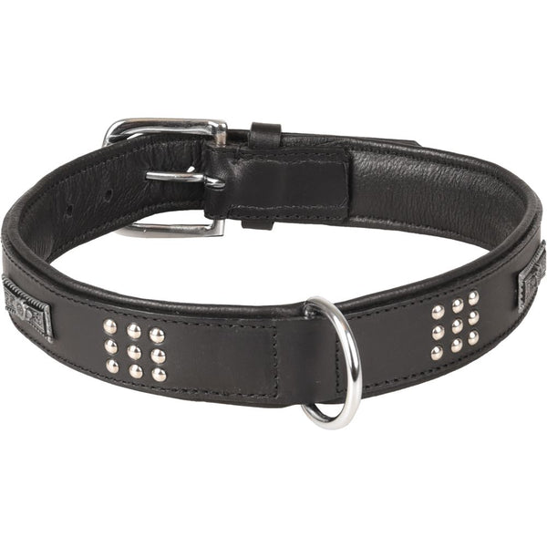 Collier sedona cuir+ferrures noir xxl 51-60cm 37mm