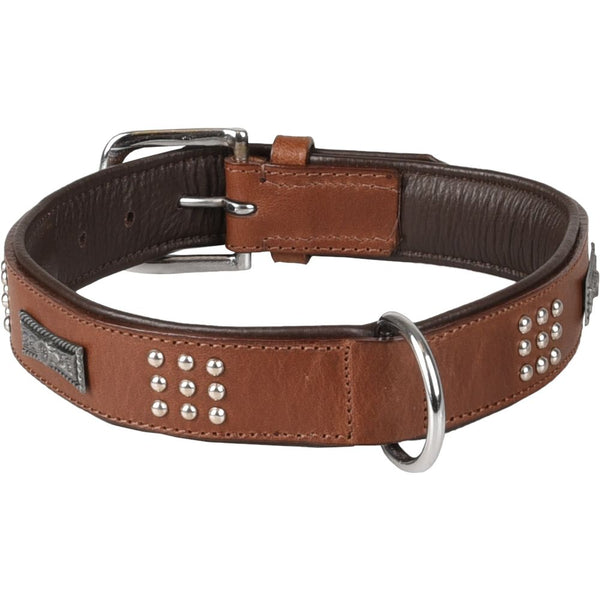 Collier sedona cuir+ferrures brun xl 47-55cm 37mm