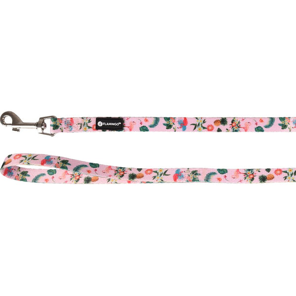 Laisse sera rose/vert/jaune avec flamingo 120cm 15mm