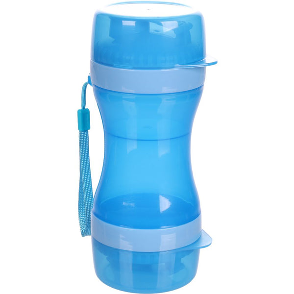 Tasse de voyage pour eau pour chien ou chat 2-en-1 + aliments bassie bleu 9,5x8,5x21cmFlamimgo