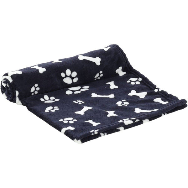Couverture en toison zuma bleu foncé os/patte 70x100cm