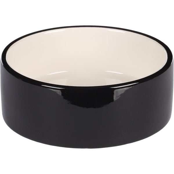 Gamelle pour la nourriture et l'eau chien rocky ceramique noir rond 400ml 13x4,5cm