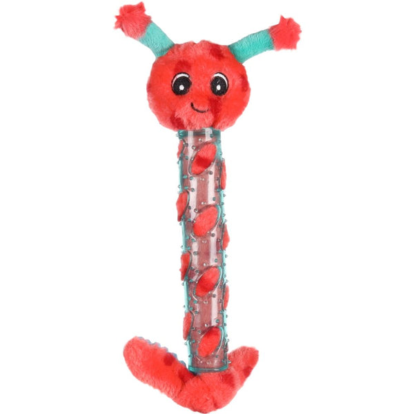 Jchien miep chenille en peluche + bâtonnet en tpr rouge 38cm