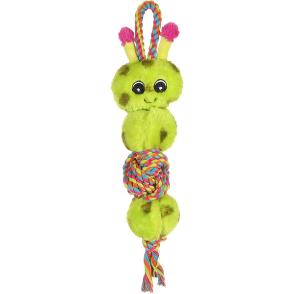 Jchien miep chenille en peluche avec corde vert 40cm