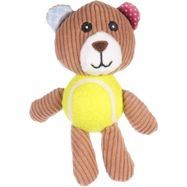 Jchien nilak chiot ours en peluche brun + balle de tennis 15cm