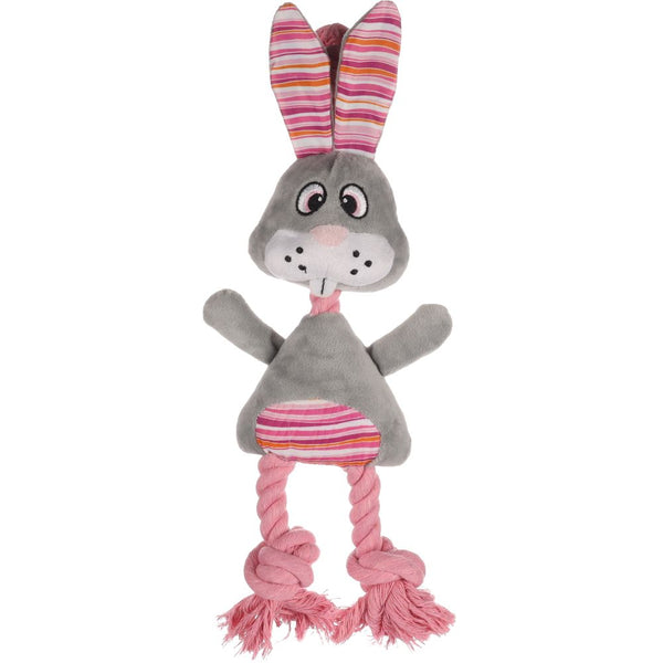 Jchien pieno lapin en peluche + corde gris 42cm