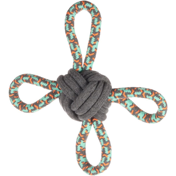 Jchien coton riva multi anneau + balle vert 25cm