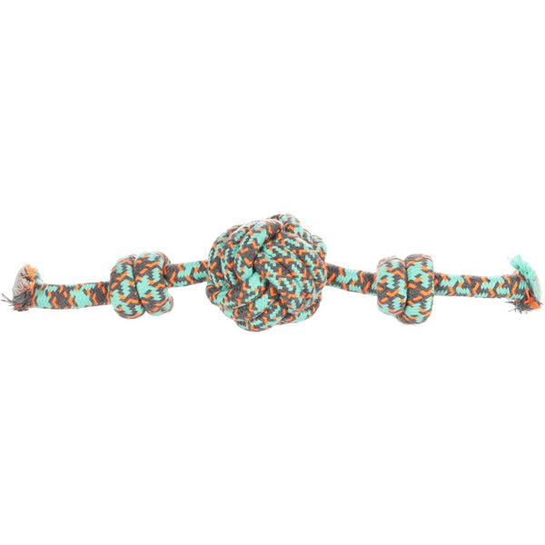 Jchien coton riva corde 2 noeuds + balle vert 36cm
