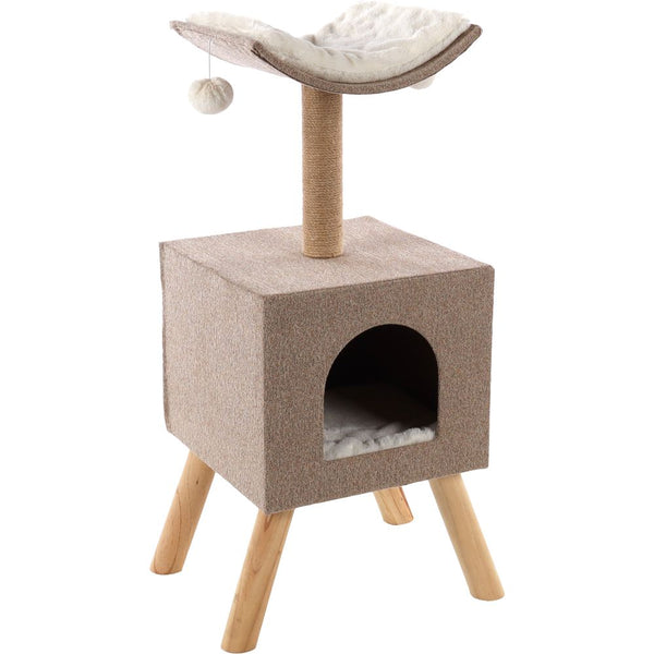 Scandi arbre a chat maison beige