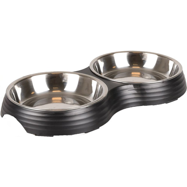 Gamelle chat aschau double striee noir mat 2x160ml