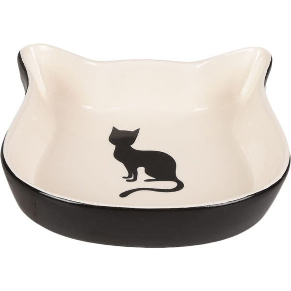 Gamelle pour la nourriture chat nala tête de chat céramique noir-blanc 220ml 12,5cm