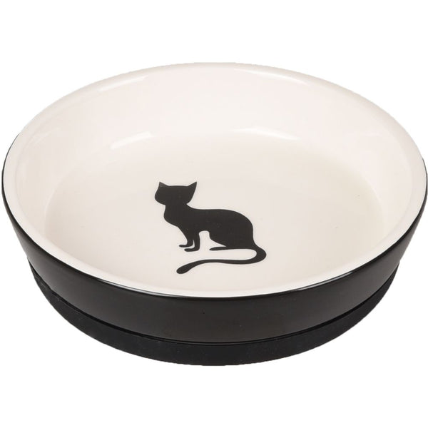 Gamelle pour la nourriture chat nala céramique antidérapant noir-blanc 220ml 14cm