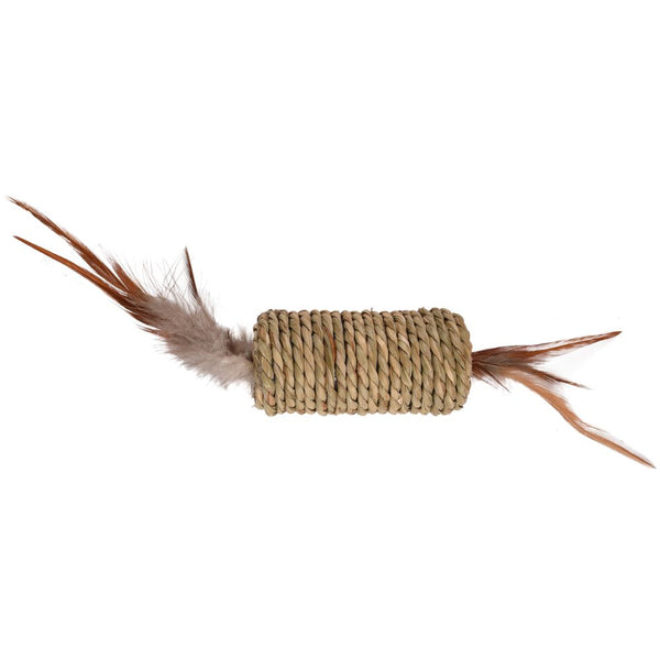 Jchat rouleau babs + plumes brun 28cm