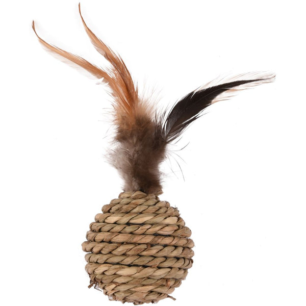 Jchat balle babs + plumes brun 16cm