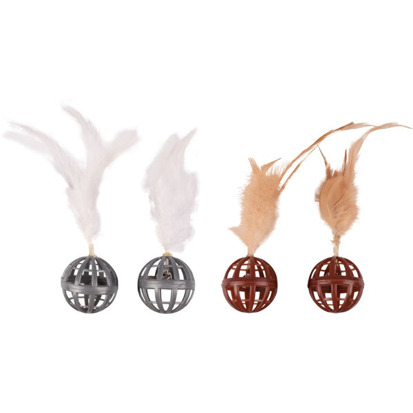Jchat balle + plume dian dia. 4cm assortiment