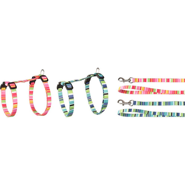 Harnais pour chats + laisse amira 20-35cm 10mm assortiment