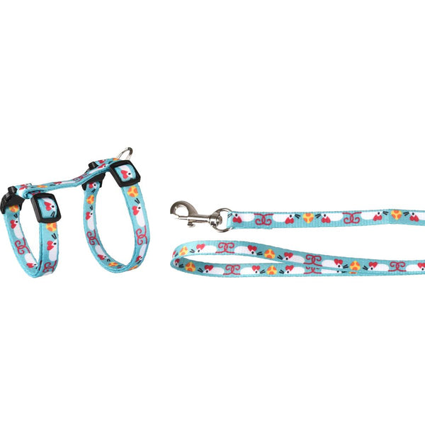 Harnais pour chaton + laisse arwen imprimé souris 15-25cm 10mm