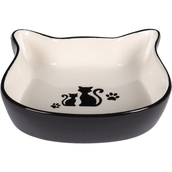 Gamelle pour la nourriture et l'eau chat nona ceramique noir-blanc tête 250ml 13,5x13x3,5cm