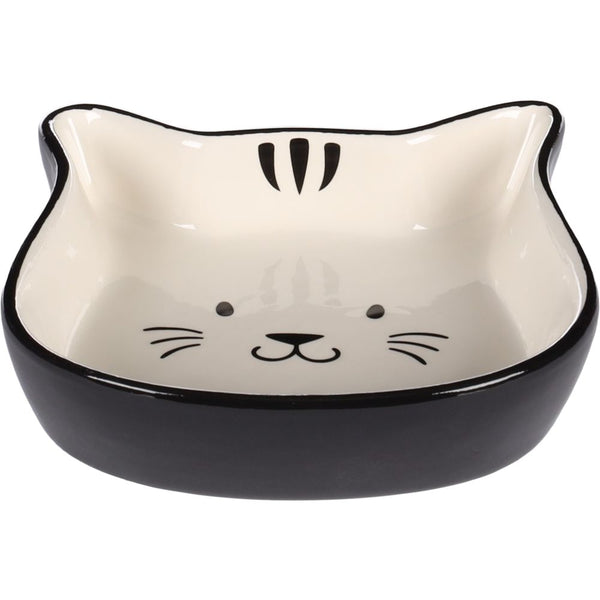 Gamelle pour la nourriture et l'eau chat fofa ceramique noir-blanc tête 250ml 13,5x13x3,5cm