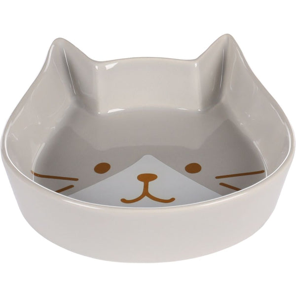 Gamelle pour la nourriture et l'eau chat kapo ceramique gris tête 250ml 13x15x3cm