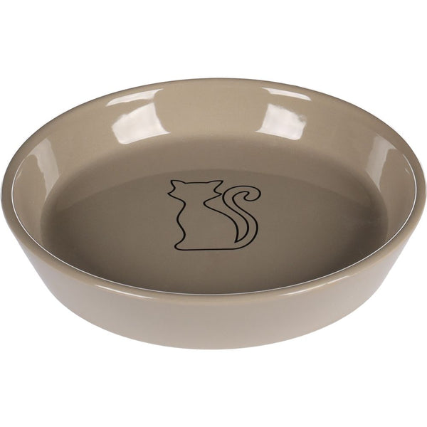 Gamelle pour la nourriture et l'eau chat auri ceramique taupe ovale 500ml 20x3,5cm