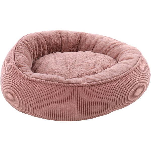 Panier colette rond + fermeture eclair vieux rose 46x46x17cm