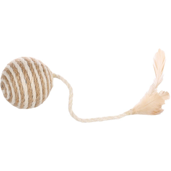 Jchat balle avec plume et hochet frits dia. 6cm